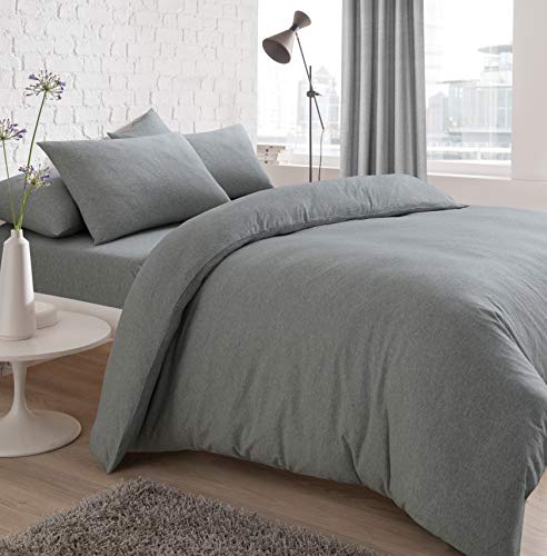 Sleepdown - Jersey Melange - Juego de Funda nórdica, Gris, Matrimonio