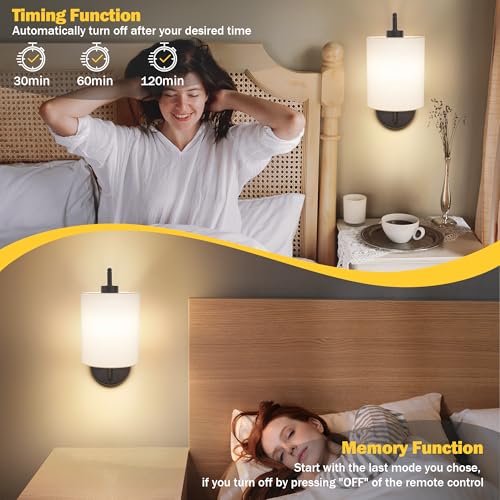 Image of MATAMEYE Battery Operated Wall Sconce Set of 2, Black Wall Light Fixture