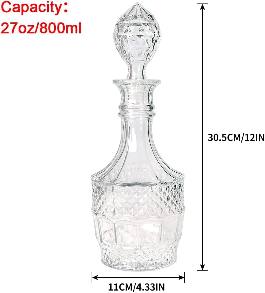 Image of European Style Glass Decanter Storage Container for Liquor, Whisky, Vodka, Scotch, Wine, Rum, Brandy, Champagne, Tequila, Juice (VINTAGE800)