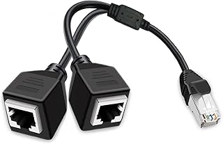 Ethernet Splitter 1 to 2 Port Network Adapter, sartyee Suitable for Super Category 5/5e/6/7, Applicable to Equipment with RJ45 Interface, Computer, Router, Set-top Box, Optical Modem