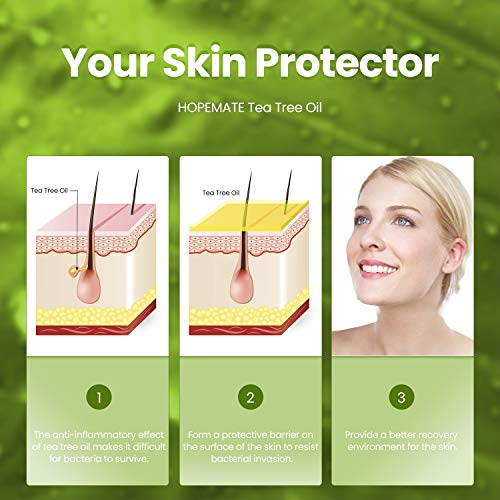 Teebaumöl 100% Reines und Naturrein, 60ML Tea Tree Oil Anti Pickel, Akne, Warzen und Andere Hautprobleme, Vegan Teebaum Ätherisches Öl für Unreine Haut, Gesicht, Kopfhaut und Haare