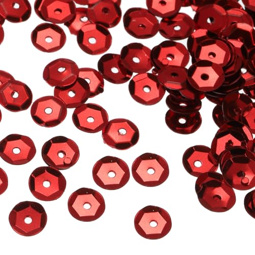 QUARKZMAN Lentejuelas Sueltas de 4Mm, Lentejuelas Plateadas con Respaldo, 3000 Piezas de Lentejuelas en Copa, Lentejuelas para Bordado, Manualidades Y Joyería, Color Rojo