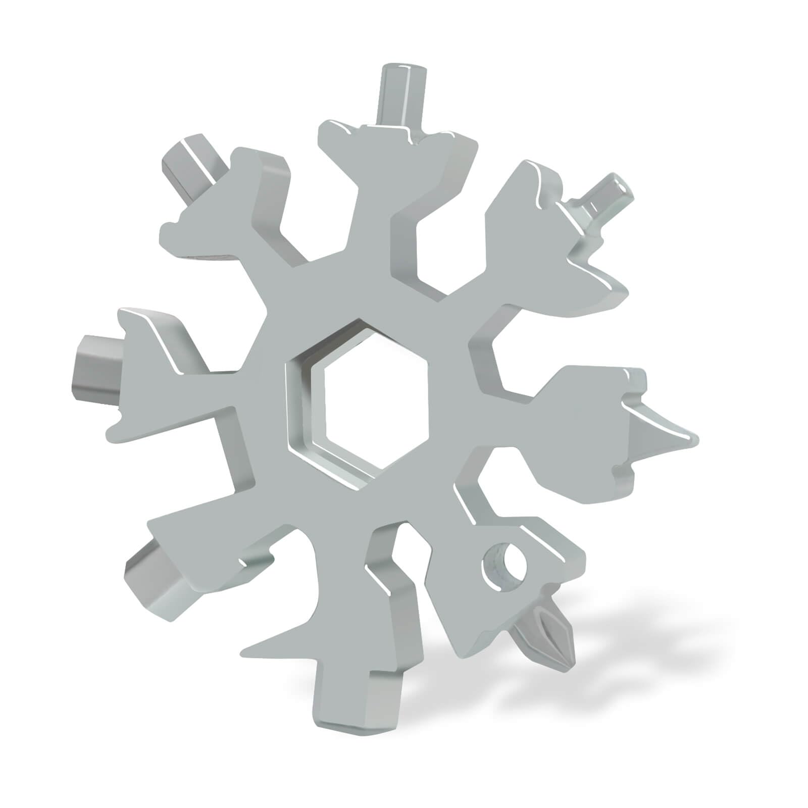 KULOLO Snowflake Multitool - 18 in 1 Stainless Steel Snowflake Multi Tool,Screwdriver Kit,Allen Key Set,Wrench Set,Bottle Opener,Out Door Camping Gear (Silver)