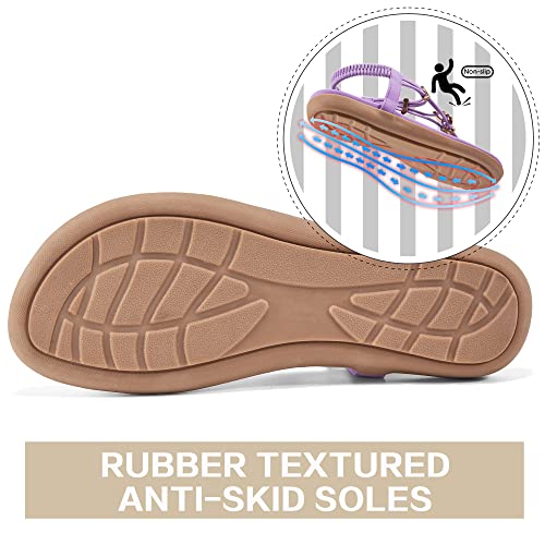 Image of Alicegana Women's Summer Sandals Bohemian Beaded Ankle Walking Strap Casual Flip Flops Ladies Sexy Flats Comfortable Shoes