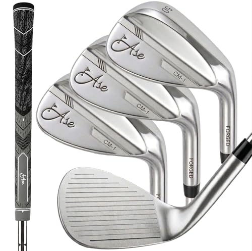 Ase Golf Premium CM-1 Golf Wedge Set or Individual Golf Wedges - Full Face Grooves + Milled Face Wedges, Singles or Set for Men Lob, Gap, Sand Wedged 50/52/54/56/58/60 Degree Clubs