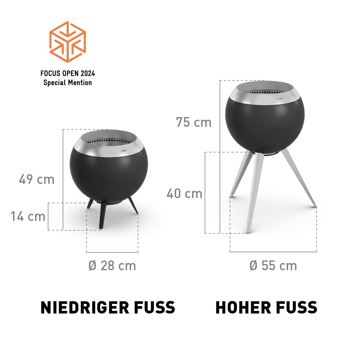 höfats - Moon 45 niedriger Fuß - Standfuß aus Gusseisen für bodennahen Stand - schneller, werkzeugloser Aufbau - Zubehör für Moon 45 Feuerkorb - schwarz emailliert