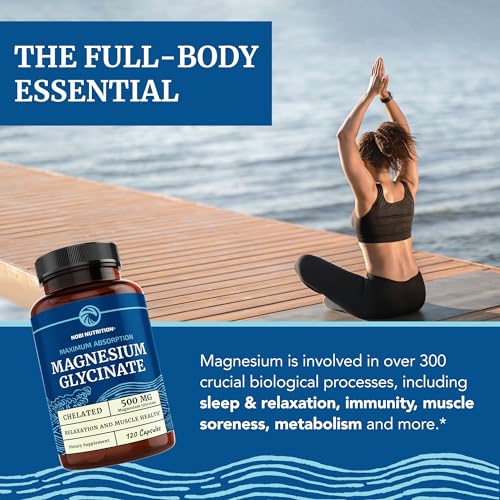 Nobi Nutrition Magnesium Glycinate 500Mg | Chelated For Muscle Relaxation, Bones, Heart, Nerve, Sleep & Calm Support For Women & Men thumb #2