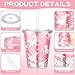 FoldTier 8 Pcs Unicorn Cup with Lid and Straw 12 oz Double Wall Acrylic Drink Tumbler Reusable Plastic Cups Unicorn Birthday Party Favors for Girls Kids Boys Gift