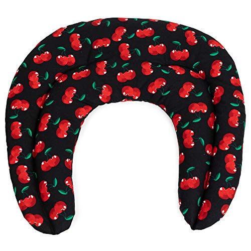Saco cervical térmico de semillas | Cojín térmico para el cuello | Almohada térmica compartimentada para semillas de lino (color: cherry-black)