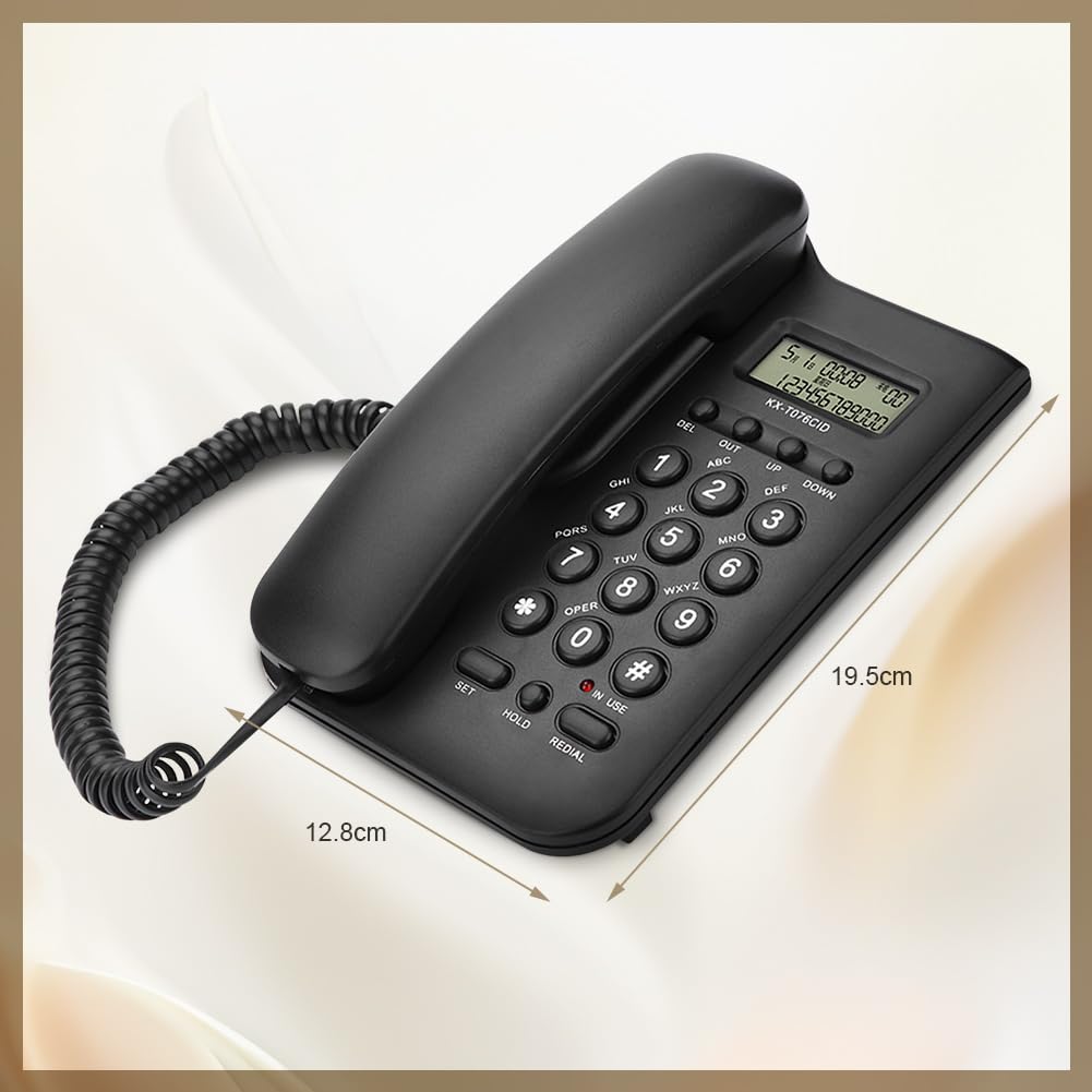 Ejoyous Telefon przewodowy, stały dla seniorów, analogowy, duży przycisk, bardzo głośna głośność, powtórzenie wyboru, biuro, dom(czarny)