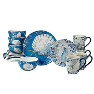 Certified International Playa Shells 16 pc Dinnerware Set, Service for 4.,