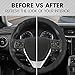 BDK Genuine Black Leather Steering Wheel Cover for Car, Medium (14.5