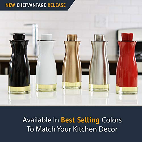 CHEFVANTAGE Olive Oil and Vinegar Cruet Dispenser Set with Elegant Glass Bottle and Drip Free Design - Bronze - Thumbnail 7