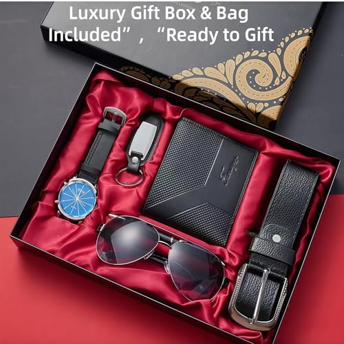 6-Piece Men'S Accessory Fashion Set (Belt, Wallet, Watch, Glasses, Keychain, Ballpoint Pen) Men'S Gift Set - Image 6