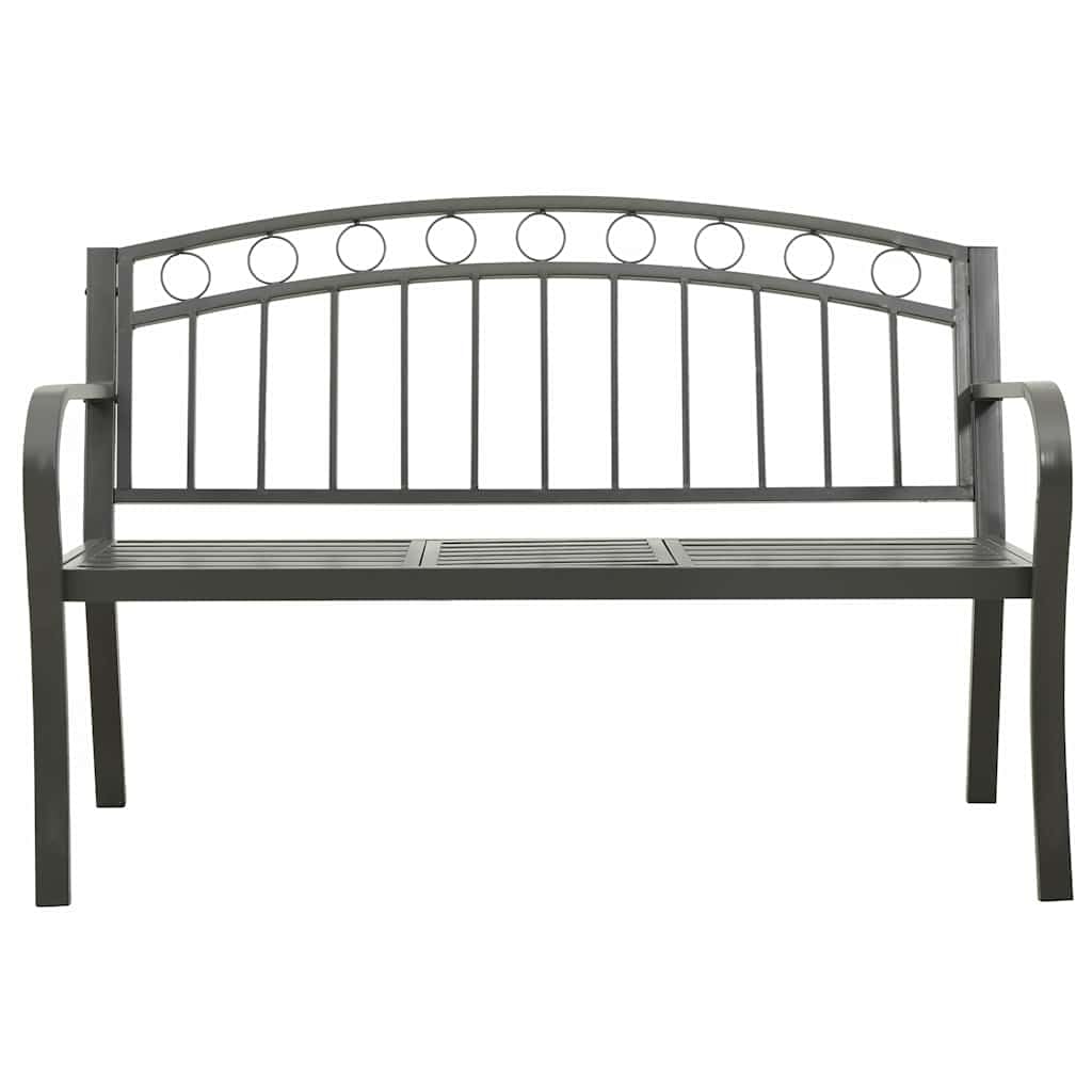 Gartenbank mit integriertem Tisch, Stahl 120x51x81 cm, Grau, Balkon Terrasse Garten, platzsparend