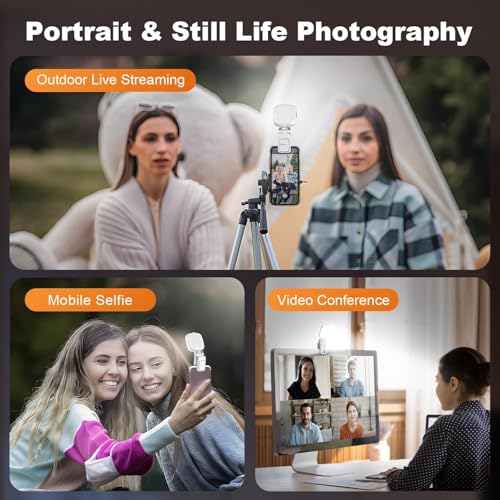 NOBILIGHT LED Video Light Camera Light Laptop Light for Zoom Meeting Photography Lighting 100 LED Beads with Clip Dimmable and Rechargeable for Camera Selfie Stick Tripod Laptop Cellphone (White)