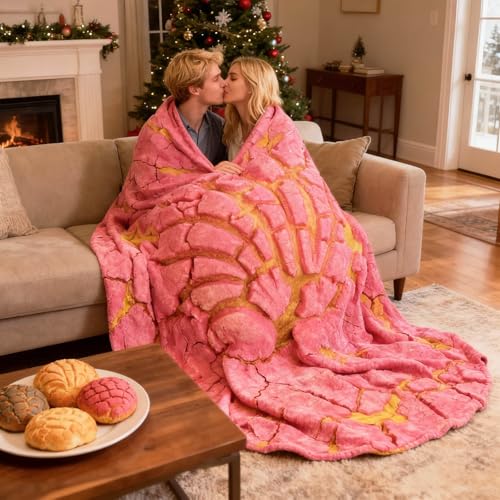 Image of 74in Concha Blanket White Elephant Gifts for Adults Useful Throw Blankets Women Men Party Cool Stuff Novelty Gag Soft Fleece Wrap Sweet Shell Bread