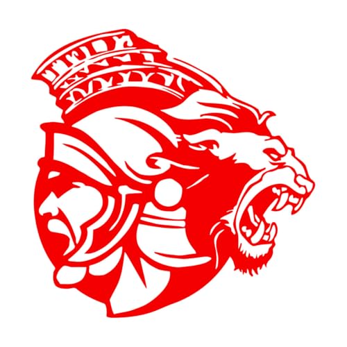 Calcomanías de pared de papel adhesivo Guerrero Leo Roma Gladiador Medieval Lucha Animal 54x54.9cm Removible sin dejar pegamento Rojo