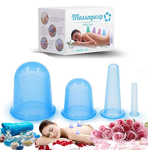 Med SPA Care Silicone Cups Cupping Set/Vacuum Suction Cup Massage Cupping Therapy Set,Butt Massager/Anti Cellulite Cup - for Cellulite Remove,Exfoliating,Detox, Muscle,Nerve Joint Pain Relief (Blue)