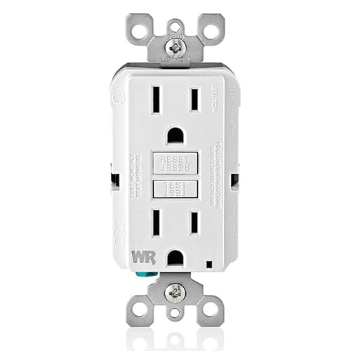 Leviton GFCI - Toma de corriente resistente a la intemperie, 15 amperios, autocomprobación, no resistente a manipulaciones con luz indicadora LED,