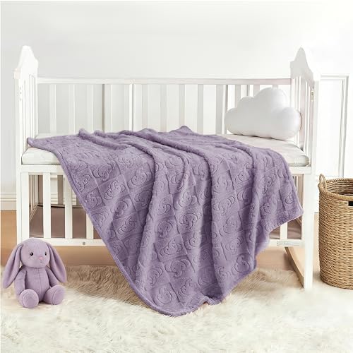 Image of Pro Goleem Elephant Baby Blanket, Baby Fleece Blanket for Boys & Girls, 30 inch x 40 inch Soft Crib & Stroller Blanket for Newborns and Toddlers, (Purple)