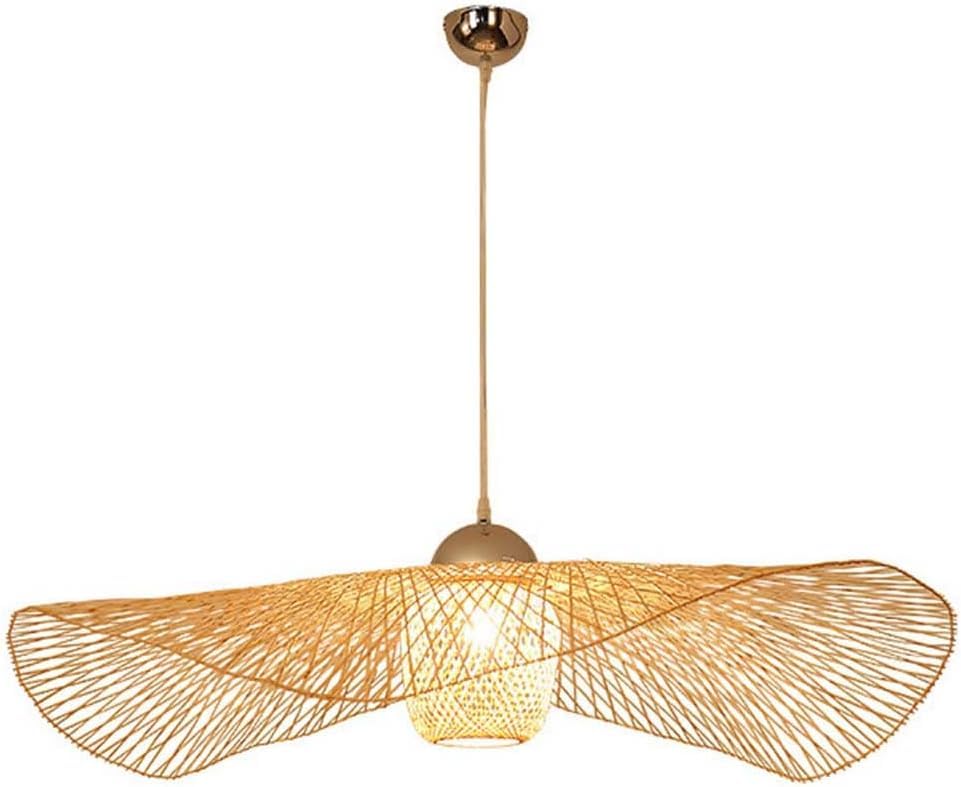 Lampe suspendue en osier beige avec abat-jour creux et base E27