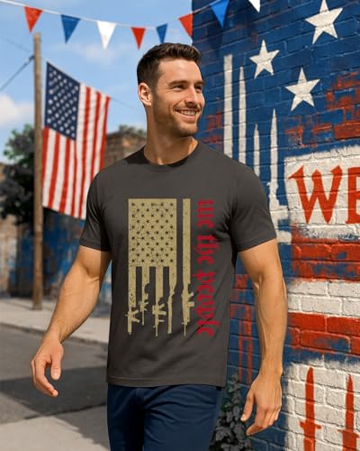 Flafens Men's 4th of July T-Shirts – Patriotic Independence Day Graphic T-Shirts for Parades, Fireworks, Family Gatherings2