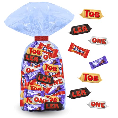 TRIO CHOCOLATE | Assortiment de 60 Bonbons au Chocolat Milka, Daim, Toblerone emballés individuellement | 400g Idéal à Partager ou à Offrir