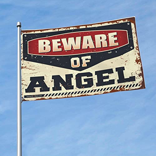 Drapeaux amusants Beware Of Angel pour dortoir étudiant et décoration extérieure 152x244 cm