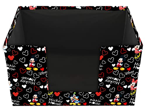 Image of Kuber Industries Non-Woven Mickey Mouse Print Foldable Shirt Stacker /Wardrobe Organizer For Shirts, Sarees, Lehengas With Handle Pack of 2 (Black)
