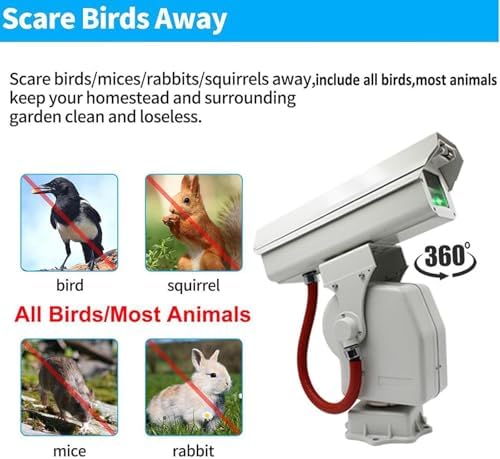 Automatic Bird Repellent Laser Device - 360° Rotating, APP Control, Waterproof, Ideal for Farms, Airports & Solar Farms, Humanely Scares Pigeons, Starlings & Sparrows