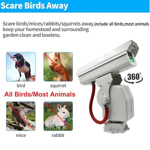 Disuasor láser automático de Cazadores de pájaros: Repelente de pájaros Impermeable de 360° controlado por aplicación, Cubre 300㎡, eficaz para Palomas, estorninos, gorriones y más.
