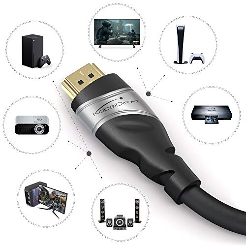 Image of KabelDirekt - 10K & 8K HDMI 2.1 Cable - 5ft, Certified | HDMI 2.1b - Ultra High Speed Cable, for PC, PS5 or Xbox, monitor or TV - silver /black