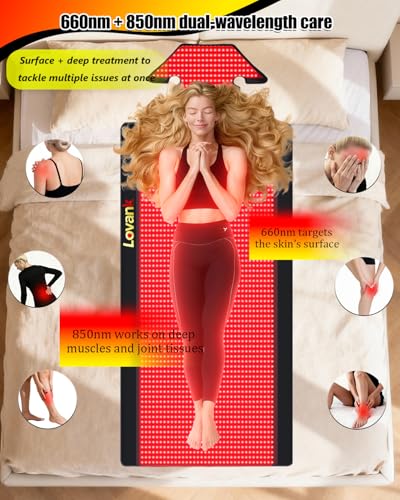 Image of Red Light Therapy Mat Full Body 80 inch x 33 inch, 1510 LEDs, 660&850nm | Easy-Clean TPU, 3 Light Modes, 5 Intensity Levels, Skin-Friendly for Everyday Home Use