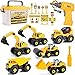 STAY GENT Smontare Escavatore Ruspa Giocattolo con Trapano Elettrico-Drill Montare Camion Giocattoli STEM DIY per Bambini Disassemblare Attrezzo Regali Educativo 3 4 5 6 Anni Natale Ragazzi e Ragazze