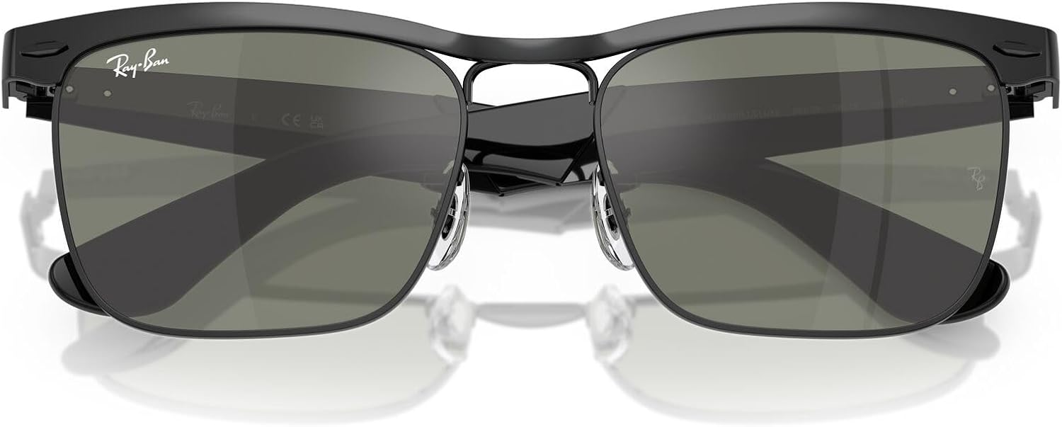 Ray-Ban RB3875 Wayfarer Deluxe Square Sunglasses, Black/Grey Mirrored Bronze, 53 mm