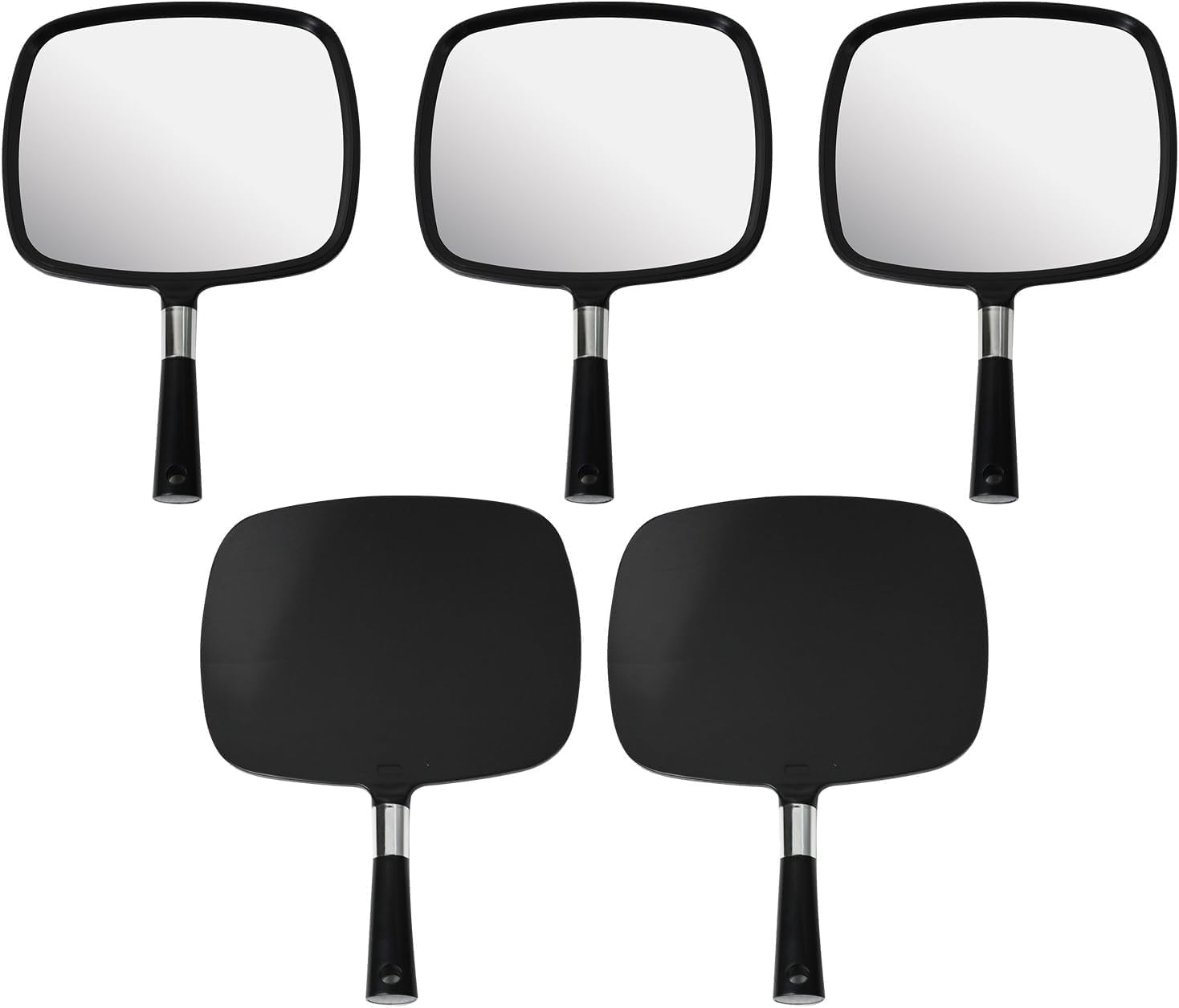 MIRRORVANA Lot de 5 Grands miroirs à Main Confortables pour Coiffeur, barbier et Salon de beauté, Miroir portatif rectangulaire, 33 cm x 23 cm (Noir)