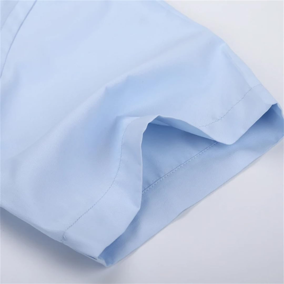 Camisas de vestir de manga corta para hombre, de sarga, camisas de verano a rayas para hombre, estilo casual, ajuste regular, camisas sociales