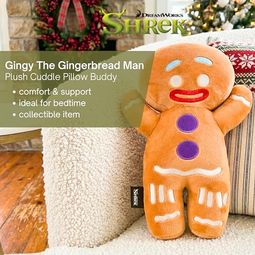 Image of Shrek Gingy Gingerbread Man Bedding Super Soft Cozy Cuddle Pillow, (Officially Licensed Product) by Franco