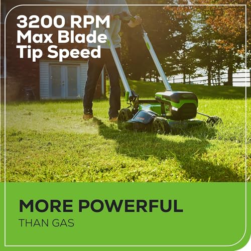 Image of Greenworks 60V 21 inch Brushless (Push) Cordless Lawn Mower, 5.0Ah Battery + Bonus 4.0Ah Battery (1 /2 Acre, Rapid Charger, 4-in-1, LED Lights, IPX4)