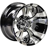 Ocelot E118 Golf Cart Wheel 847-107118-02-10-Inch Golf Cart Wheels, Golf Cart Accessories, Black Machined 10x7, 4/4, 3+4 Golf Cart Rims, Golf Cart Tires and Wheels, Durable Accessories for Golf Cart