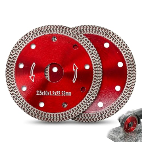 2Pcs 115mm Diamond Cutting Discs Tile Cutting Disc for Angle Grinder Super Thin Fast Clean Cut on Porcelain Granite Marble Tiles Ceramics Bricks Concrete Stones