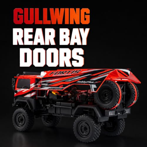 Image of HOBBYPLUS DKR-4 Fortis 1 /18 4WD RC Dakar Rally Truck RTR, Brushed Motor, 2-Speed Transmission, Portal Axles, Long-Travel Suspension, Functional Winch, Scale Off-Road Rally Truck (Red)
