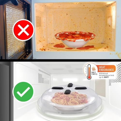 Image of HOVER COVER Magnetic Microwave Splatter Cover for Food - 12-Inch - Black | BPA-Free Lid, Vented Plate Guard with Steam Vents, Anti-Splash Microwave Lid, Dishwasher Safe, Space-Saving Magnetic Storage