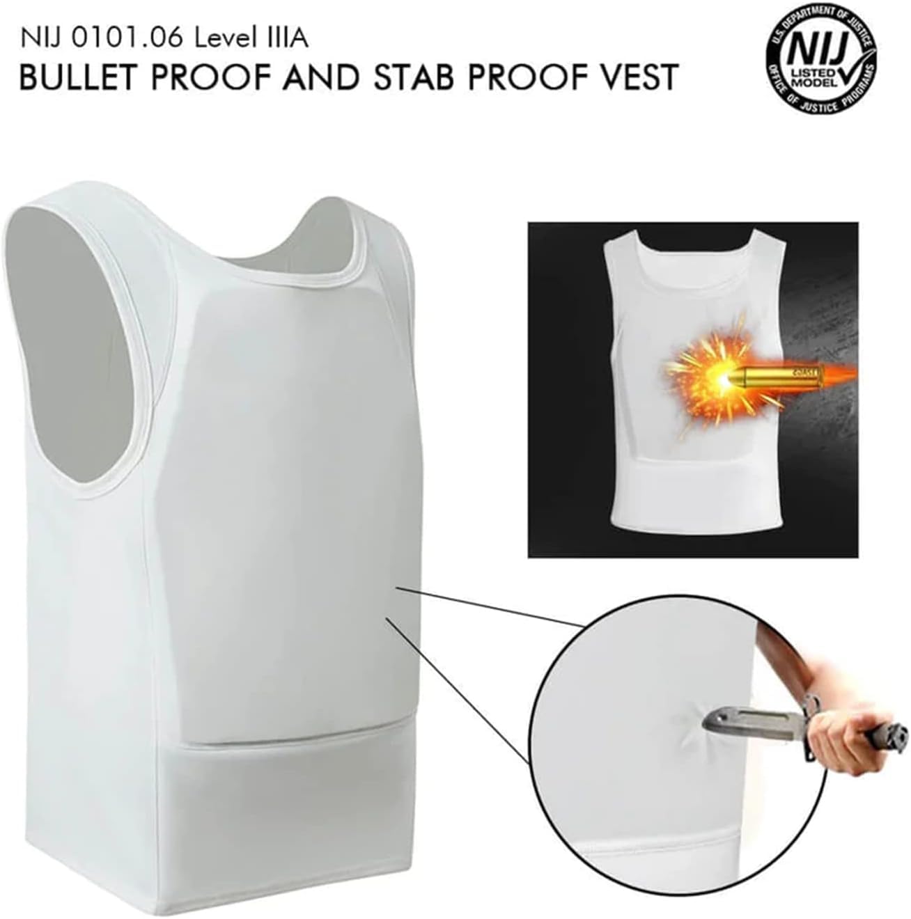 Gilet Pare-balles Léger NIJ IIIA – Protection Thorax En Polyéthylène (neuf, Défauts Mineurs)