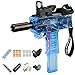 Pistolet jouet UZI SMG, Pistolets à mousse électrique, Mitraillette transparente avec 12 balles souples à tête ronde & 12 balles à plaque d'aspiration, Batterie au lithium rechargeable de 7,4 V