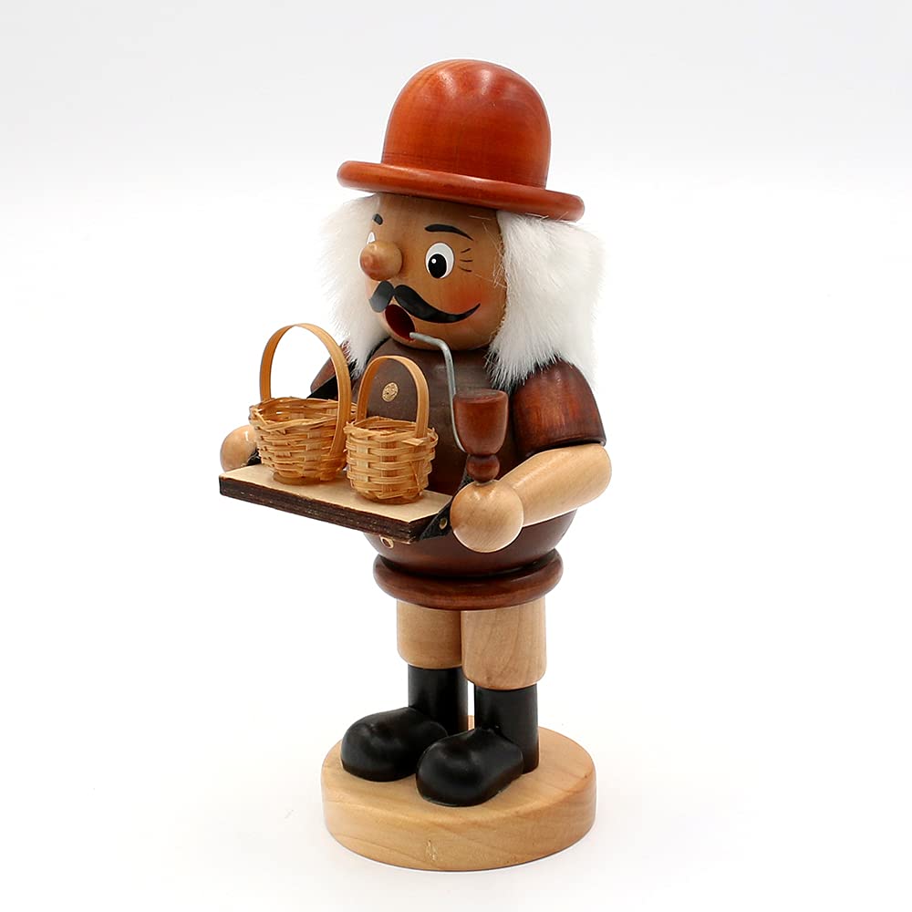 Dekohelden24 Wunderschöner Räuchermann als Korbhändler, ca. 19 cm
