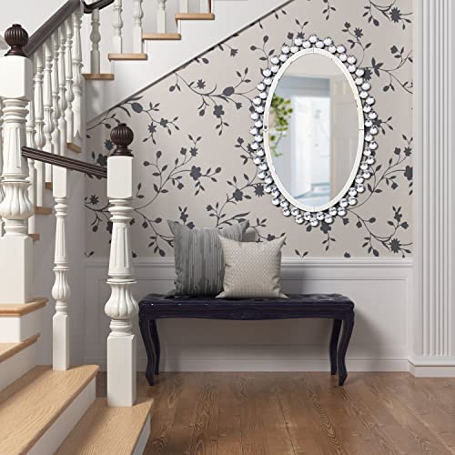 Jacuko Oval Wall Mirror-Diamond Accent Jeweled Decorative Wall Mirror, Venetian Mirror For Bedroom/Bathroom/Entryway/Passageway 23.6*35.5 In #TOP6