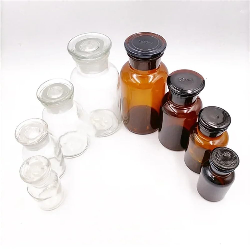 Labor 30ml-1000ml Klar/Braun Glasflaschen Mattierte Mund Versiegelte Fläschchen Mit Skala Experiment Ausrüstung(Brown 1000ml)