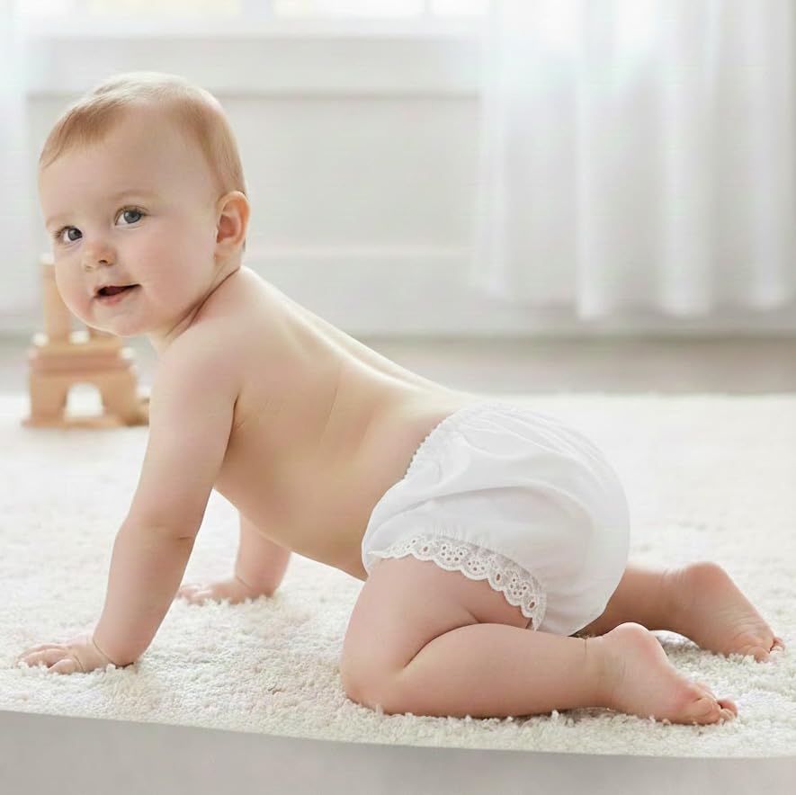 Miniatura 4 de Baby Girls Bloomers - Funda para pañales de doble asiento, paquete de 3